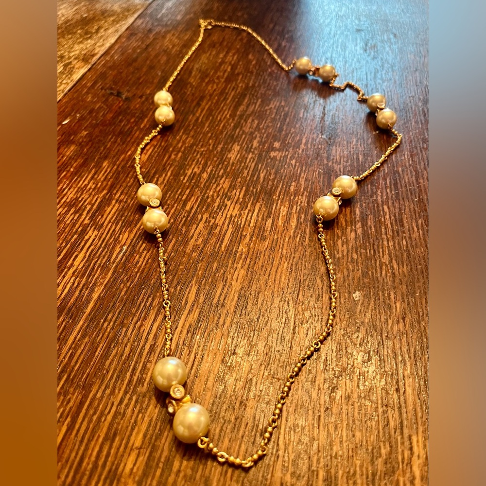 J. Crew Gold and Cream Pearl Necklace